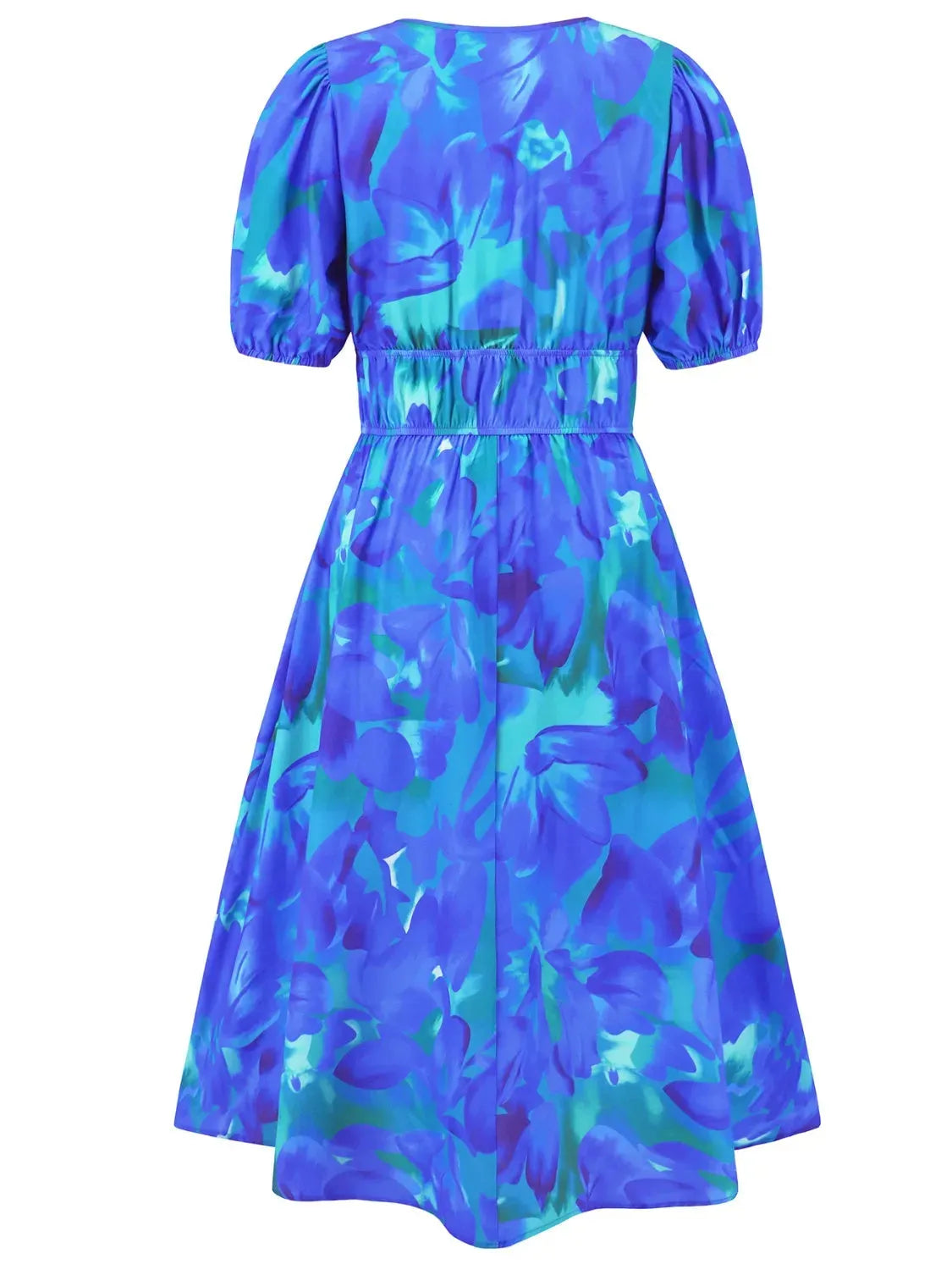 Ruched Printed Surplice Short Sleeve Dress Casual Dresses - Tophatter Daily Deals